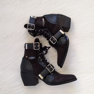 Chloe Rylee Black Suede And Leather Boots | 37.5